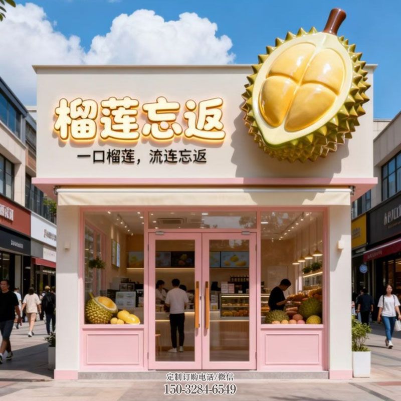 点击水果店面榴莲门头雕塑